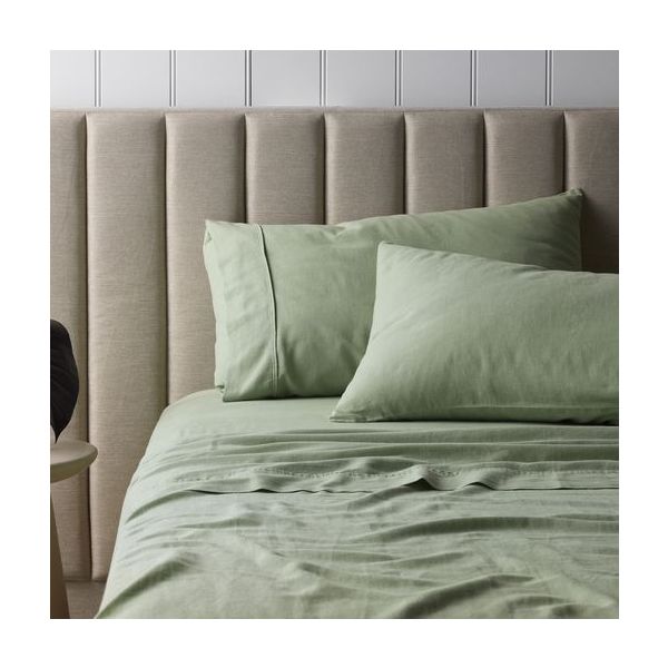 Sage Cotton Linen Sheet Set by Vintage Design