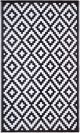 Aztec Black And White Monochrome Recycled Plastic Outdoor Rug by Fab Rugs