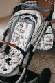 Reversible Botanical/Navy/White Gingham stroller seat liner by Oi Oi