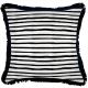 Cushion Cover Coastal Fringe Black Paint Stripes by Escape To Paradise
