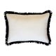 Cushion Cover Coastal Fringe Black Solid Natural by Escape To Paradise