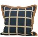 Navy Chequered Cotton & Jute Cushion Cover by Kolka
