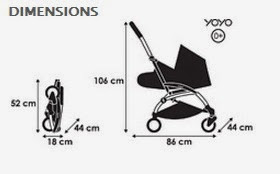 yoyo stroller folded dimensions